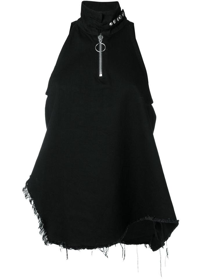 Marques'almeida Zip Up Top, Size: Xs, Black, Cotton