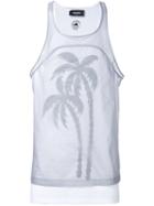Dsquared2 Palm Tree Print Vest, Men's, Size: Small, Grey, Polyurethane/cotton