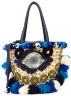 Figue 'mediterranean Tuk Tuk' Tote Bag, Women's, Blue, Cotton/leather/acrylic/glass