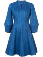 Oscar De La Renta Keyhole-detail Denim Dress - Blue