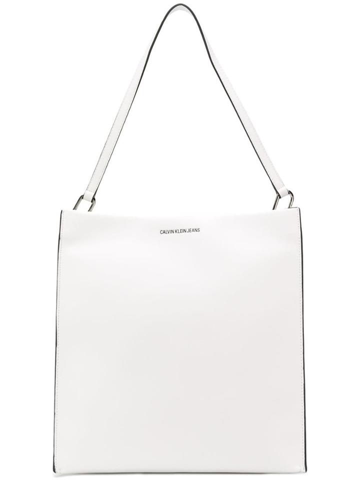 Calvin Klein Jeans Logo Print Shopper Tote - White
