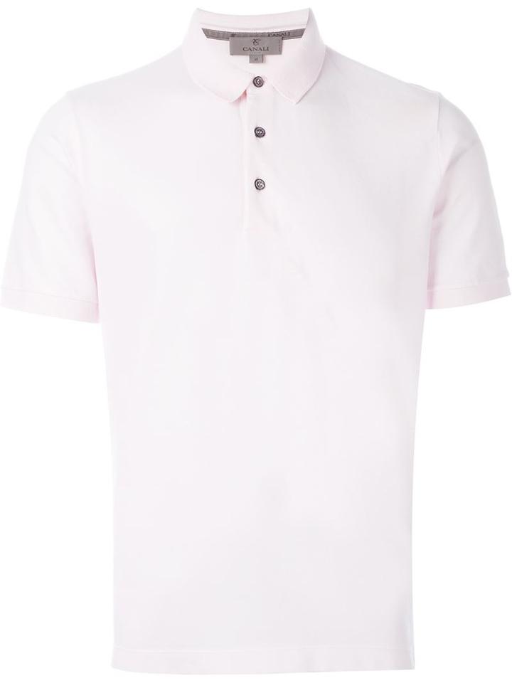 Canali Classic Polo Shirt, Men's, Size: 52, Pink/purple, Cotton/spandex/elastane