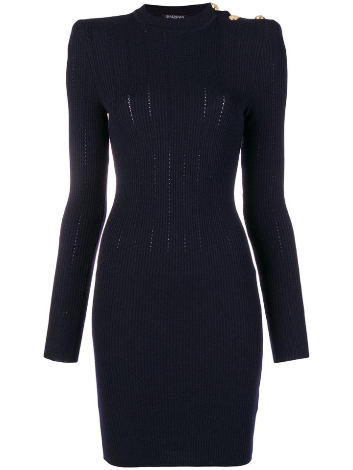 Balmain Silhouette Fitted Dress - Blue