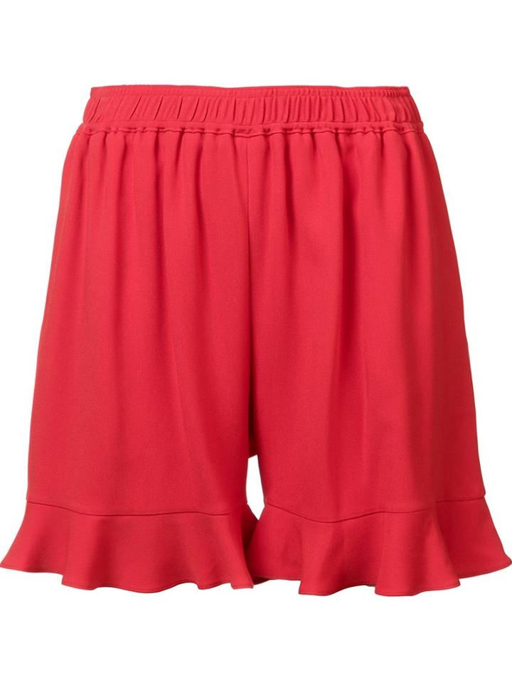 Stella Mccartney Ruffled Hem Shorts, Women's, Size: 40, Red, Spandex/elastane/acetate/viscose