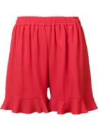 Stella Mccartney Ruffled Hem Shorts, Women's, Size: 40, Red, Spandex/elastane/acetate/viscose