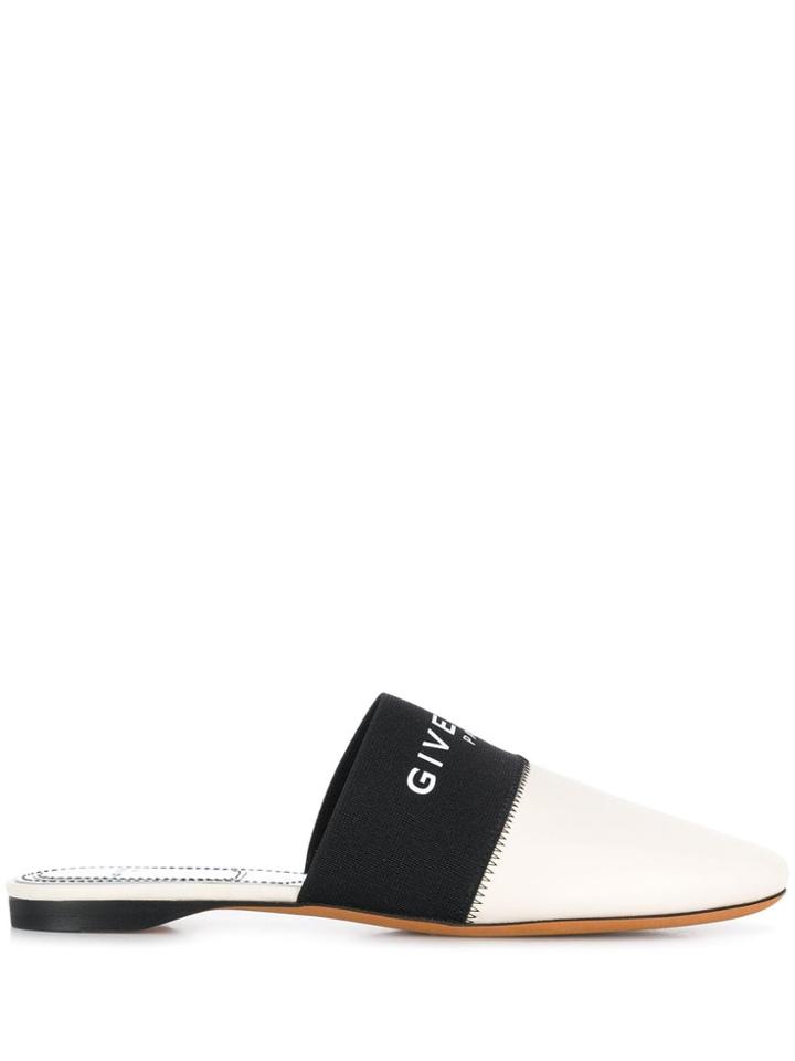 Givenchy Logo Printed Mules - White