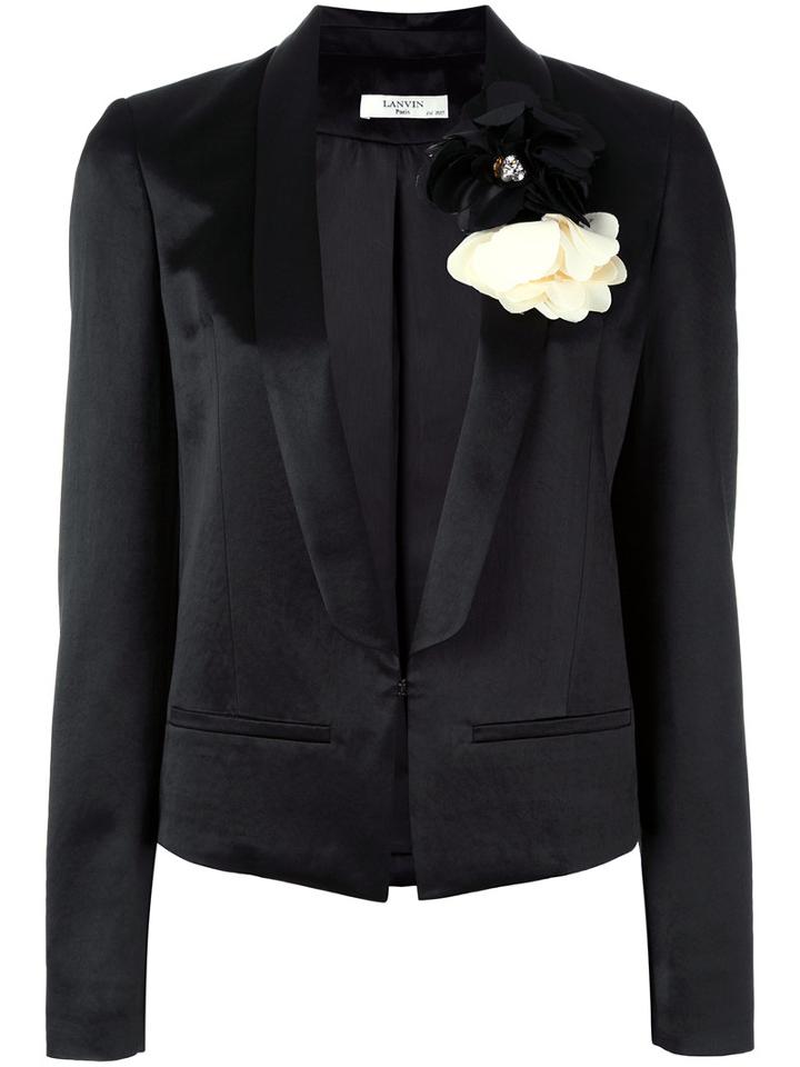 Lanvin - Cropped Fitted Jacket - Women - Silk/polyester/acetate/glass - 40, Black, Silk/polyester/acetate/glass