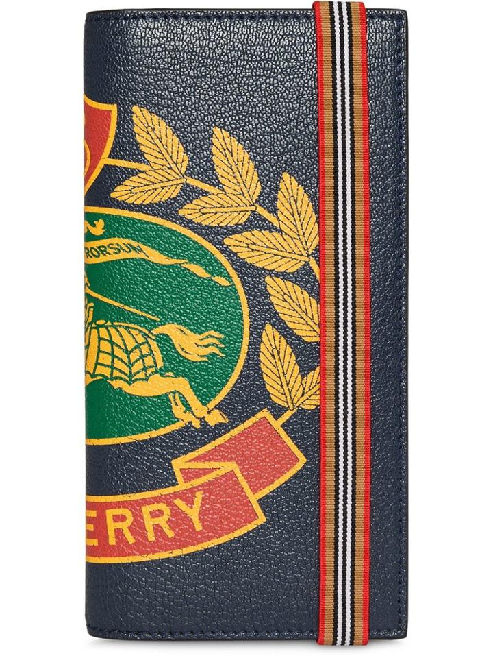 Burberry Crest Print Leather Continental Wallet - Blue