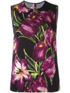 Dolce & Gabbana Tulip Print Top, Women's, Size: 44, Black, Silk/spandex/elastane