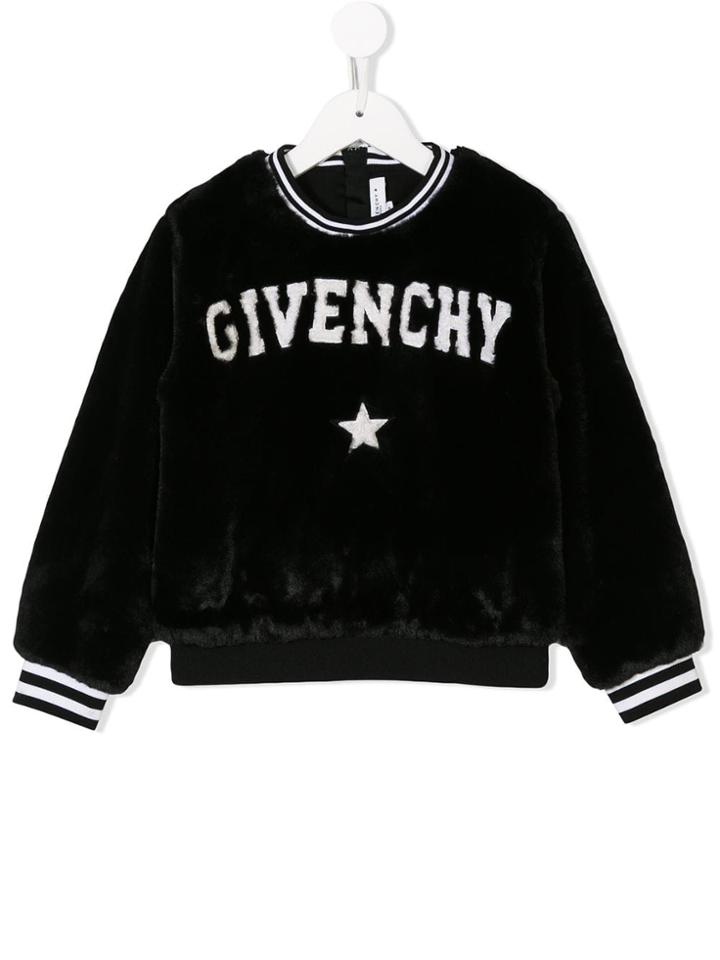Givenchy Kids Faux Fur Logo Sweatshirt - Black