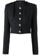 Alexander Mcqueen - Cropped Military Jacket - Women - Silk/cupro/wool - 42, Black, Silk/cupro/wool