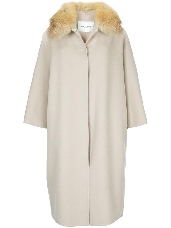 Ava Adore Fur Trim Coat - Brown