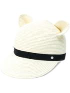 Karl Lagerfeld Ears Straw Cap - White