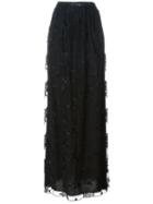 Blumarine Rose Embroidered Maxi Skirt, Women's, Size: 42, Black, Silk/spandex/elastane/viscose
