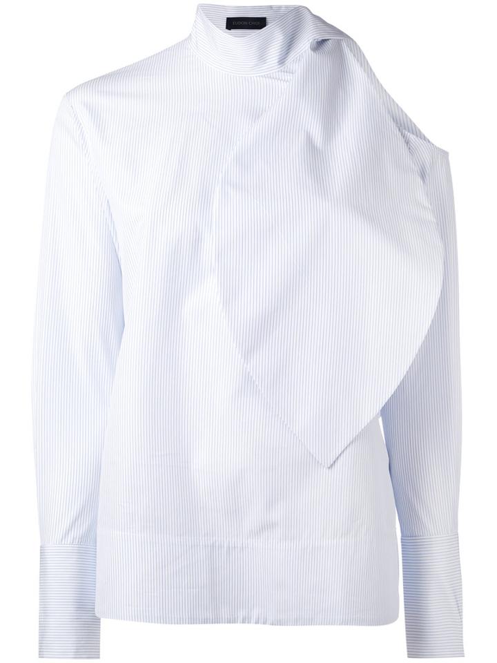 Eudon Choi - Open Shoulder Top - Women - Cotton - 14, Blue, Cotton