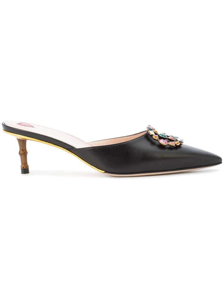 Gucci Gg Crystal Embellished Mules - Black
