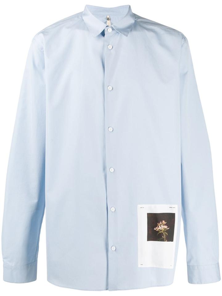Oamc Andre Flower Patch Shirt - Blue