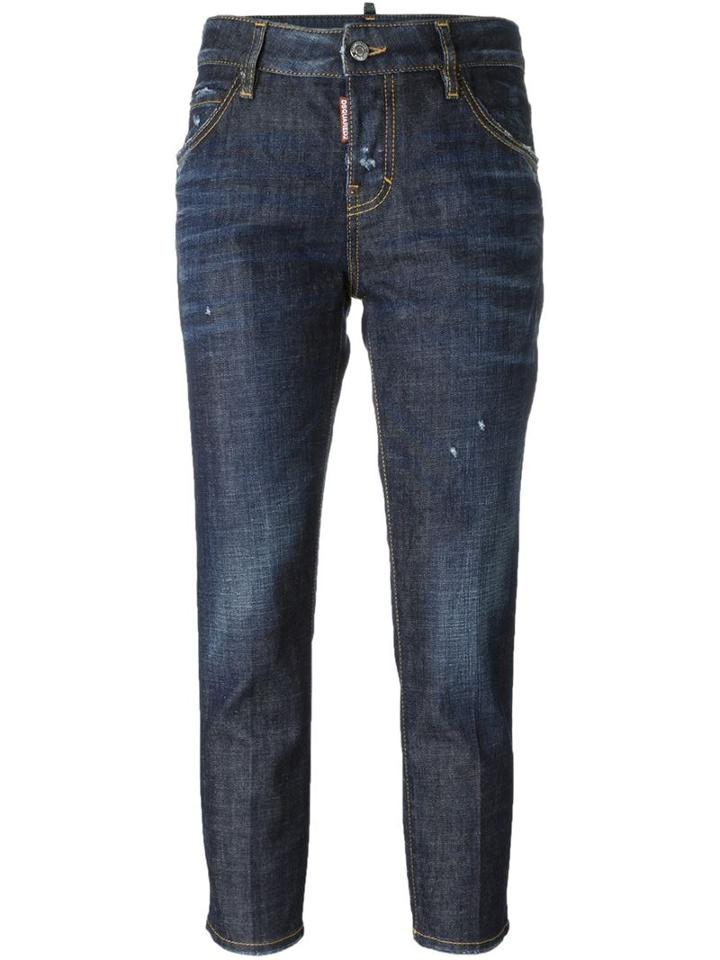 Dsquared2 Cool Girl Cropped Jeans, Size: 44, Blue, Cotton/elastodiene