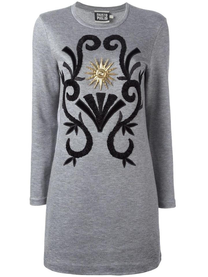 Fausto Puglisi Arabesque Appliqué Dress - Grey