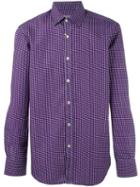 Canali Slim-fit Patterned Shirt, Men's, Size: Small, Blue, Cotton