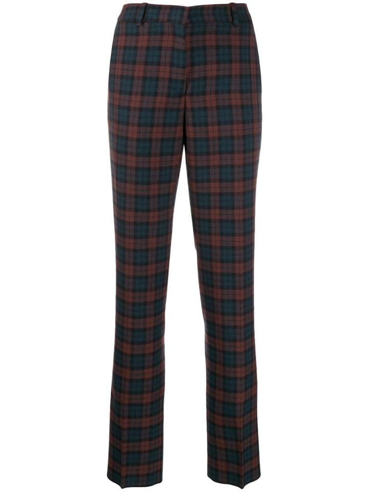 Mulberry Straight Tartan Trousers - Brown