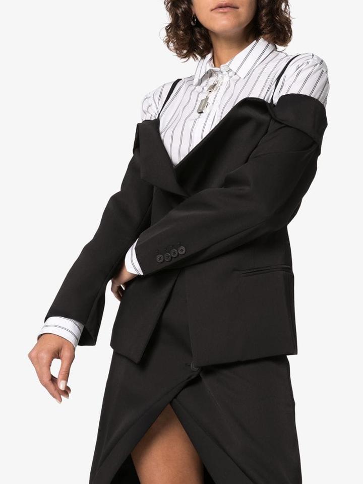 Delada Off-the-shoulder Blazer Top - Black