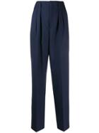 Maison Kitsuné High Waisted Pleated Trousers - Blue