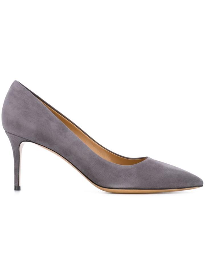 Salvatore Ferragamo Susi Pumps, Women's, Size: 7, Grey, Chamois Leather/leather