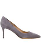Salvatore Ferragamo Susi Pumps, Women's, Size: 7, Grey, Chamois Leather/leather