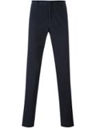 Z Zegna Concealed Button Chino Trousers, Men's, Size: 54, Blue, Cotton/spandex/elastane