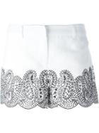 Michael Michael Kors Embroidered Shorts, Women's, Size: 4, White, Linen/flax/polyester