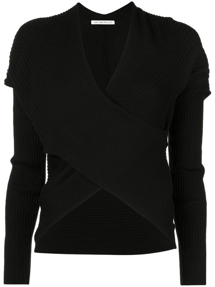 Live The Process Wrap-around Crop Top - Black