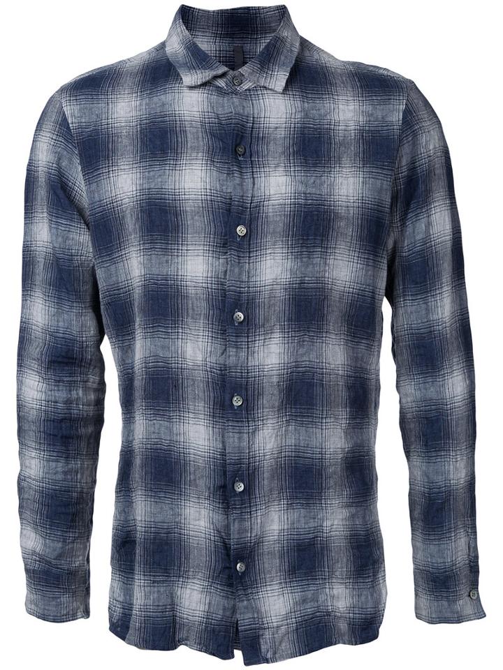 Kazuyuki Kumagai - Checked Shirt - Men - Linen/flax/cotton - 3, Blue, Linen/flax/cotton
