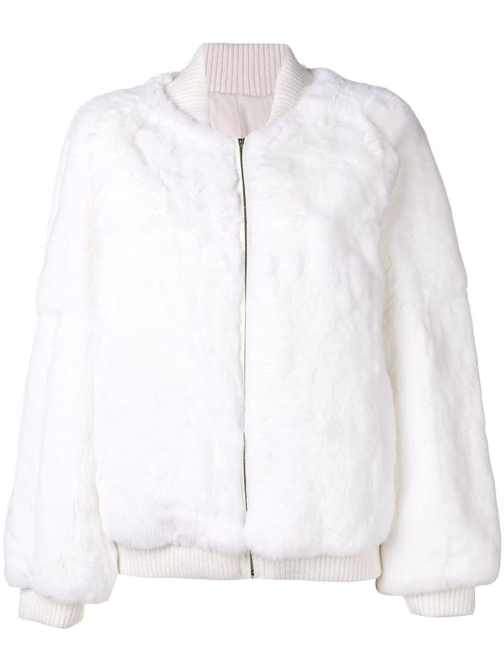 Liska Fur Bomber Jacket - White
