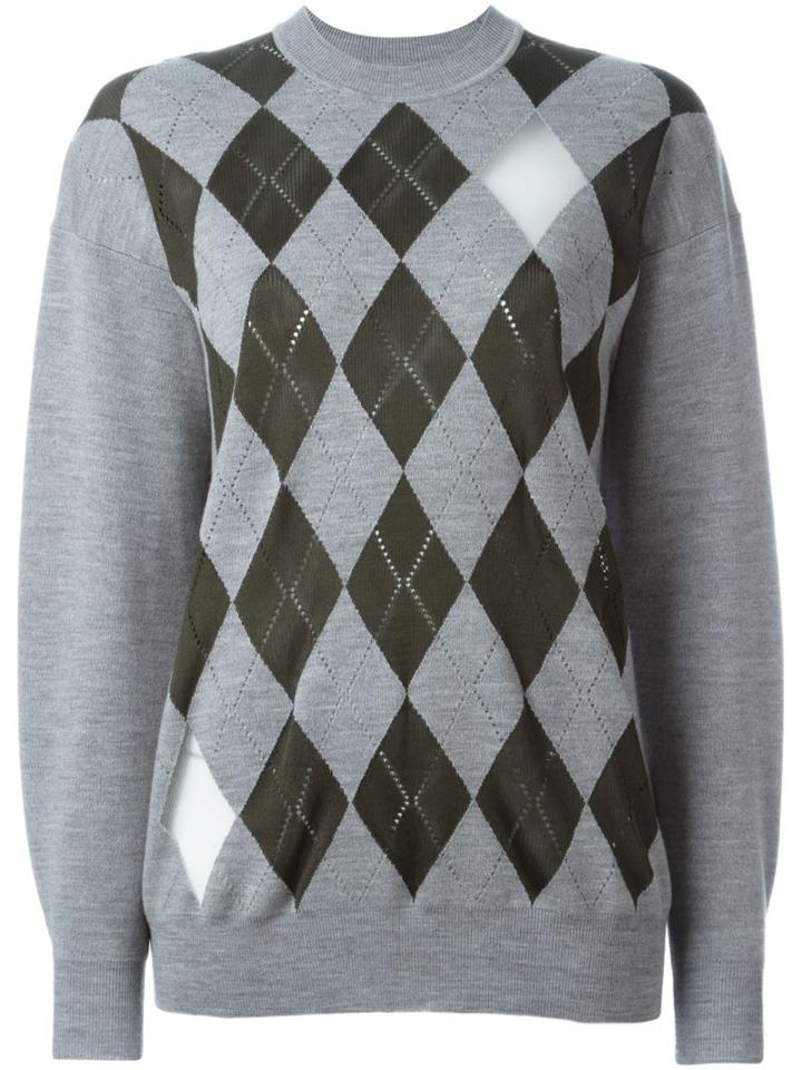 Alexander Wang Argyle Jumper, Women's, Size: Medium, Grey, Nylon/rayon/merino