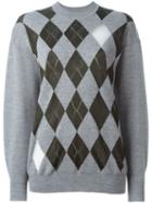 Alexander Wang Argyle Jumper, Women's, Size: Medium, Grey, Nylon/rayon/merino