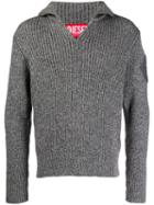Diesel Red Tag Ribbed Half-zip Sweater - Grey
