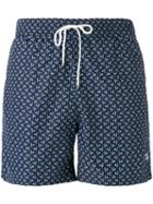 Salvatore Ferragamo Rooster Print Swim Shorts, Men's, Size: 48, Blue, Polyamide/polyester
