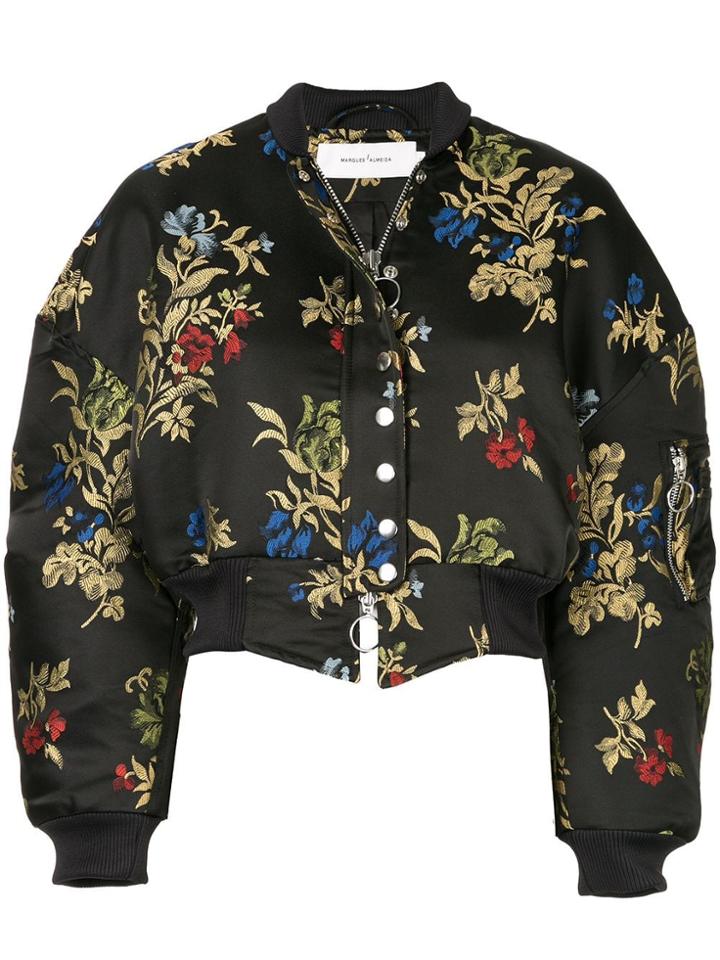 Marques'almeida Floral Print Bomber Jacket - Black