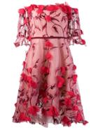 Marchesa Notte Appliqué Detail Dress - Red