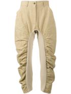 Stella Mccartney Cropped Trousers With Ruched Panels - Neutrals