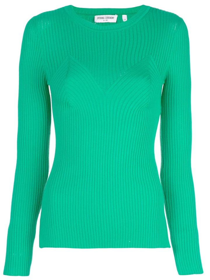 Opening Ceremony Ribbed Knitted Top - Green