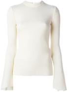 Ellery Bell Sleeve Top, Women's, Size: 10, Nude/neutrals, Viscose/polyamide