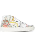 Jean-michel Basquiat X Browns Rome Pays Off Printed Mid Top Sneakers -