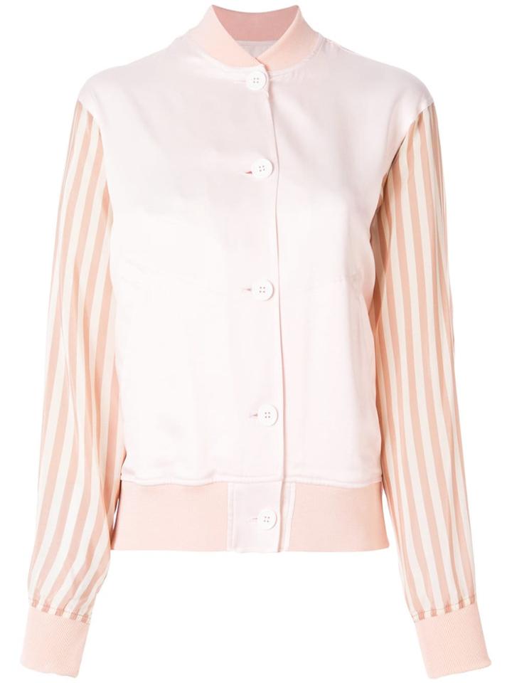 Mm6 Maison Margiela Striped Sleeve Bomber Jacket - Pink