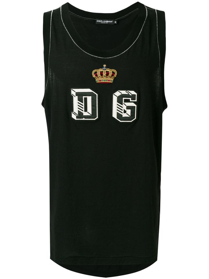 Dolce & Gabbana Logo Appliqué Tank Top - Black