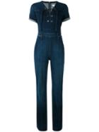 Frame Denim - Le Jumpsuit Lace-up - Women - Cotton/polyester/spandex/elastane - S, Blue, Cotton/polyester/spandex/elastane