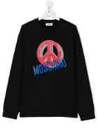 Moschino Kids Teen Peace Logo Print Sweatshirt - Black