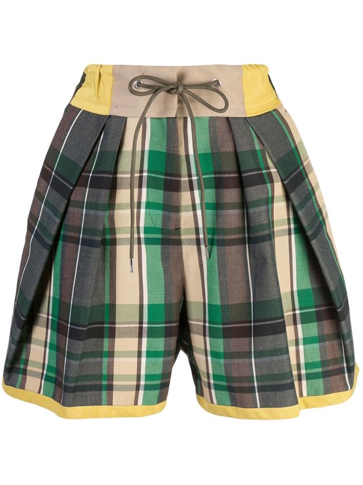 Sacai Tartan Pattern Shorts - Green