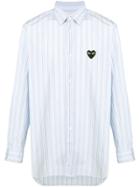 Comme Des Garçons Play Heart Patch Striped Shirt - Blue